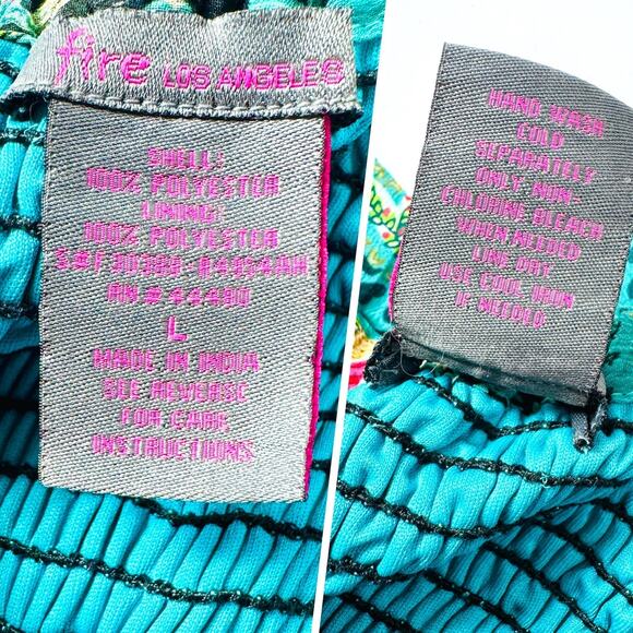 Sheer Strapless Maxi Dress Fire L Teal Pink Paisley Babydoll Fairycore Ethereal - Picture 7 of 9